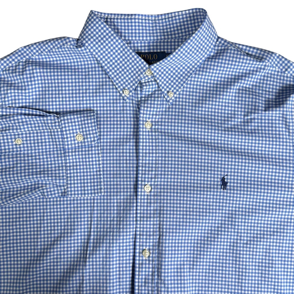 Polo Ralph Lauren Mens‎ XXL Gingham Check Stretch Button Down Shirt Classic Fit